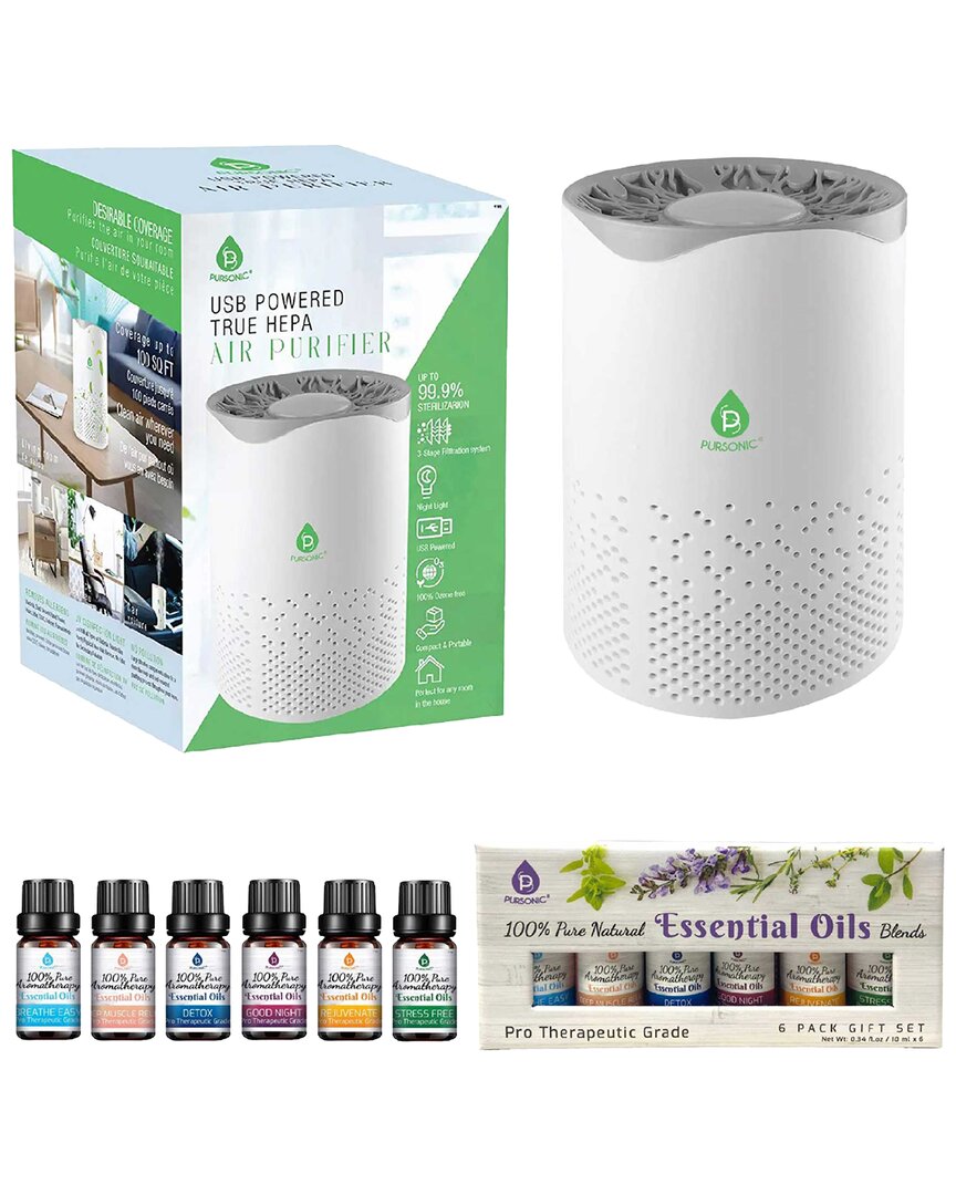 Shop Pursonic Air Purifier With 6 Premium Blended Essential Oils In White