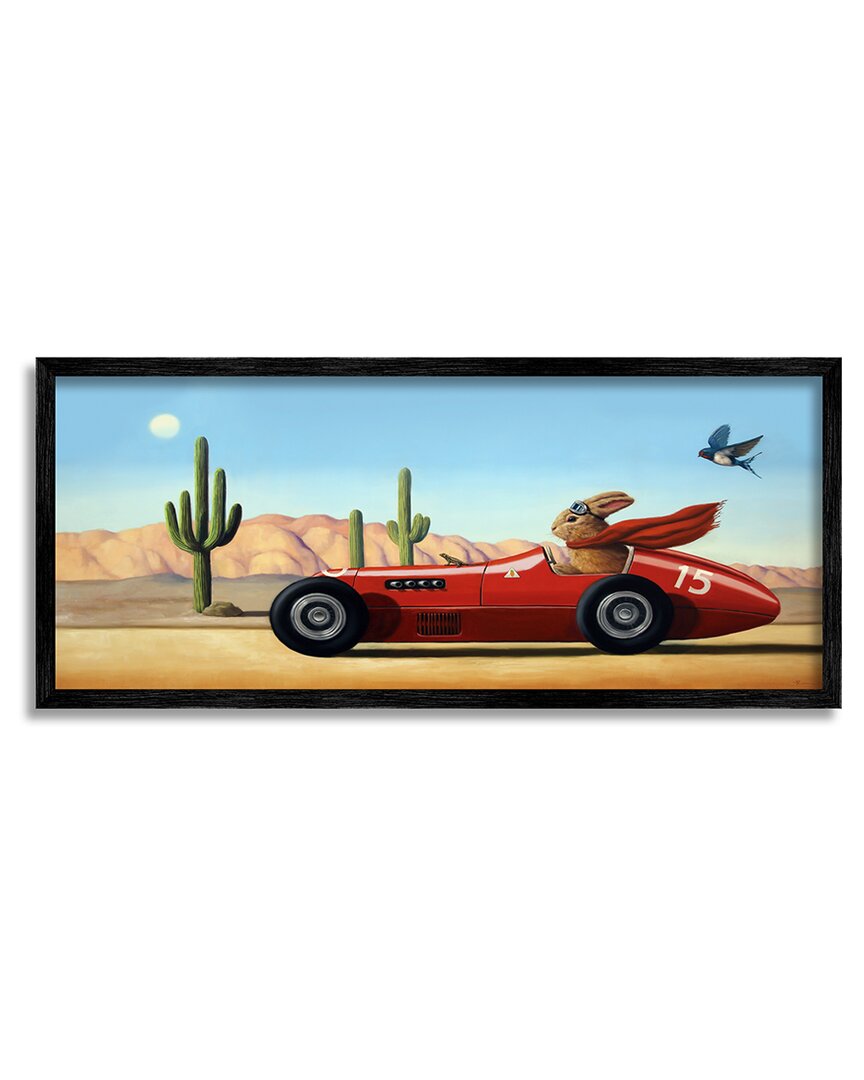 Stupell Race Car Bunny Driving Desert Canyon Framed Giclee Wall Art By Lucia Heffernan In Multi