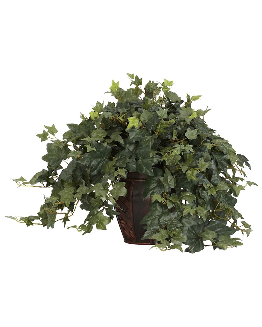NEARLY NATURAL NEARLY NATURAL PUFF IVY WITH DECORATIVE VASE SILK PLANT 
