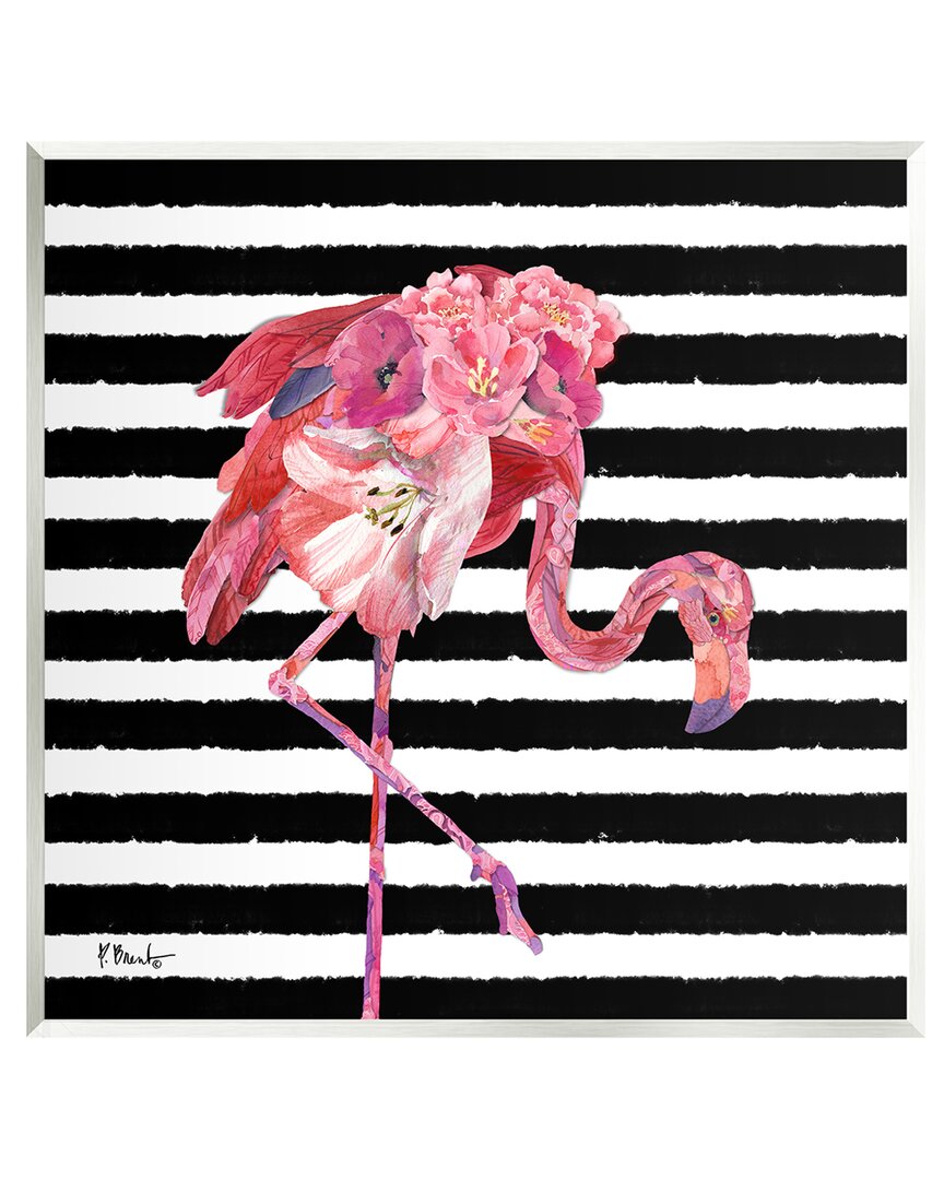 Stupell Floral Stripes Flamingo Bird Wall Plaque Wall Art By Paul Brent In Multi