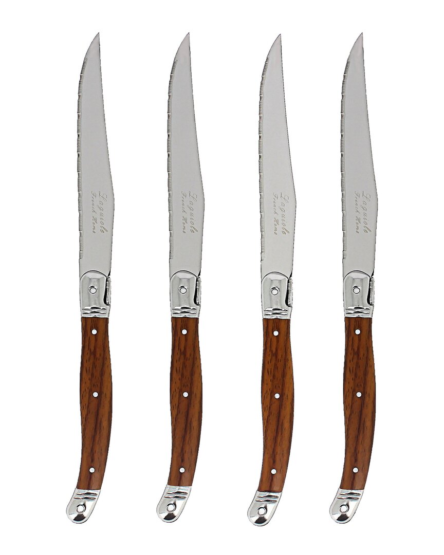 French Home Set Of 4 Laguiole Steak Knives In Brown