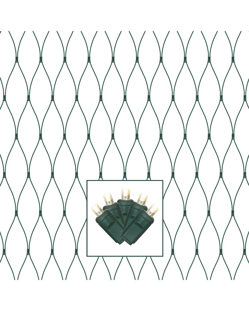 Vickerman 150 Warm White Wide Angle Led Christmas Net Light Set In Green
