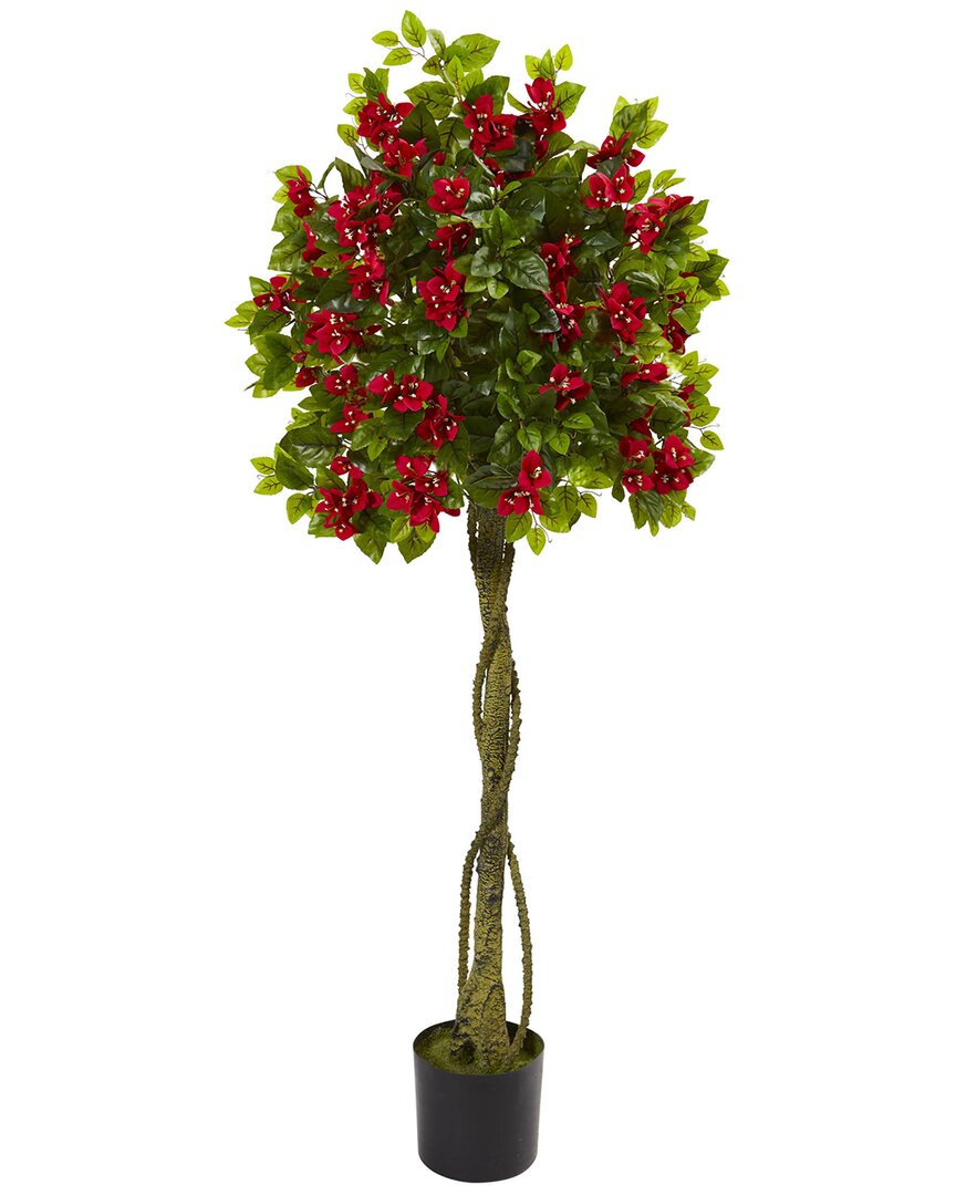 Nearly Natural 5ft Bougainvillea Artificial Topiary Tree In Red