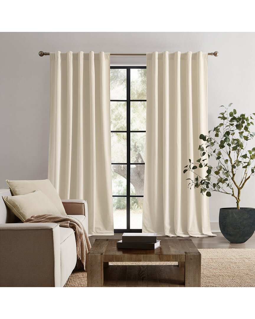 Brooklyn Loom Matte Cotton Velvet Window Curtain In White
