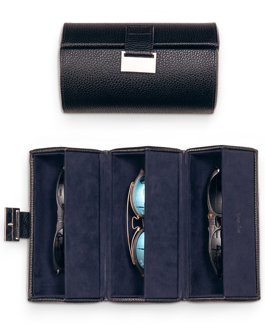 Bey-berk Leather Travel Sunglass Roll In Blue