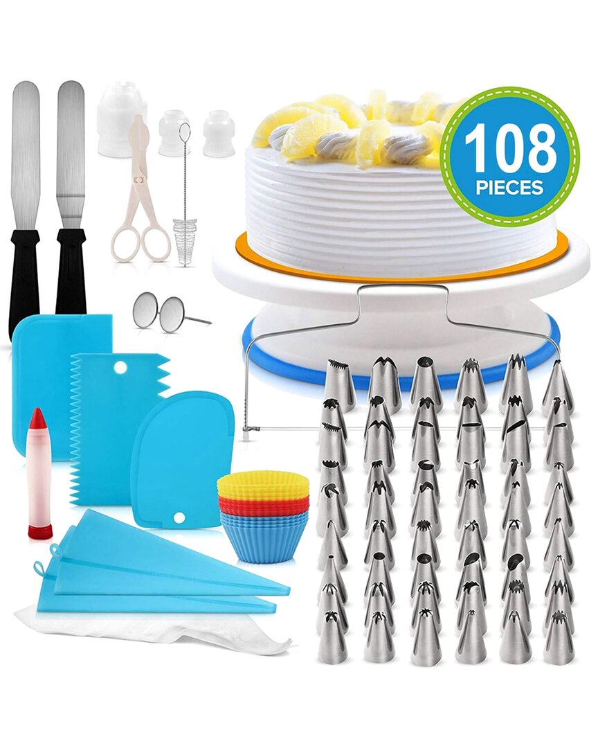 Fresh Fab Finds 108pc Cake Decorating Supplies With Revolving Cake Table Stand