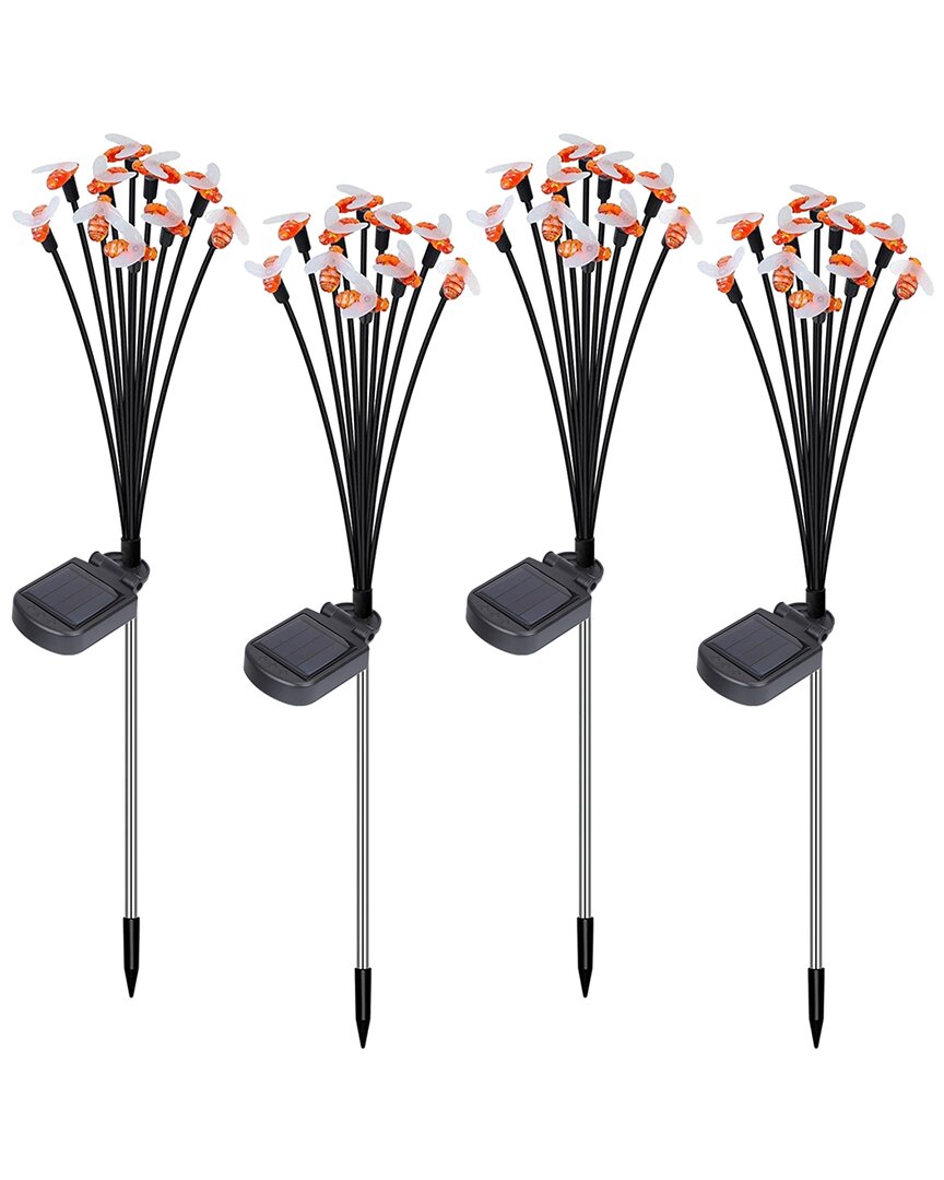 Shop Fresh Fab Finds 4 Pack Solar Powered Stake Bee Light In Black