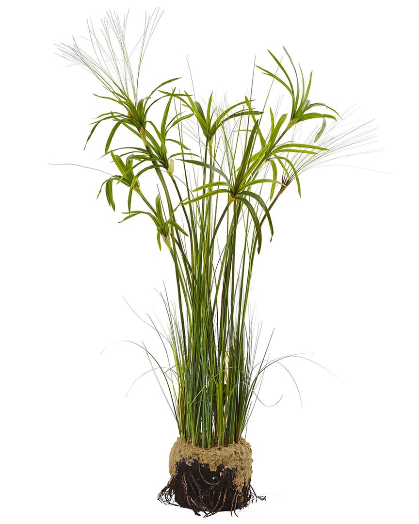 Nearly Natural Papyrus Plant With Faux Soil Arrangement In Green