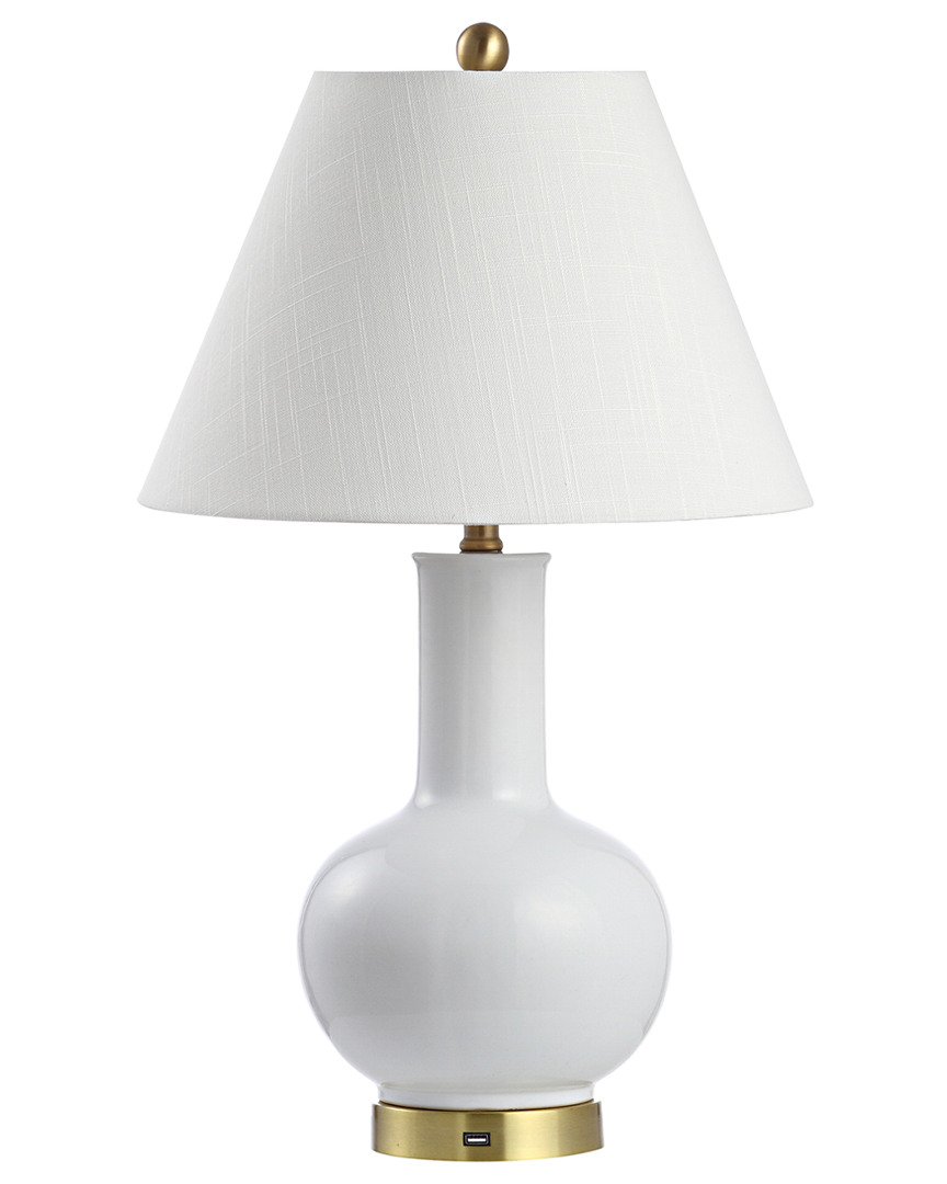 Jonathan Y Han 27in Ceramic/iron Contemporary Usb Charging Led Table Lamp In Metallic