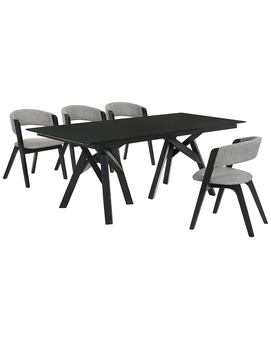 Shop Armen Living Cortina And Rowan 5pc Rectangular Dining Set In Gray