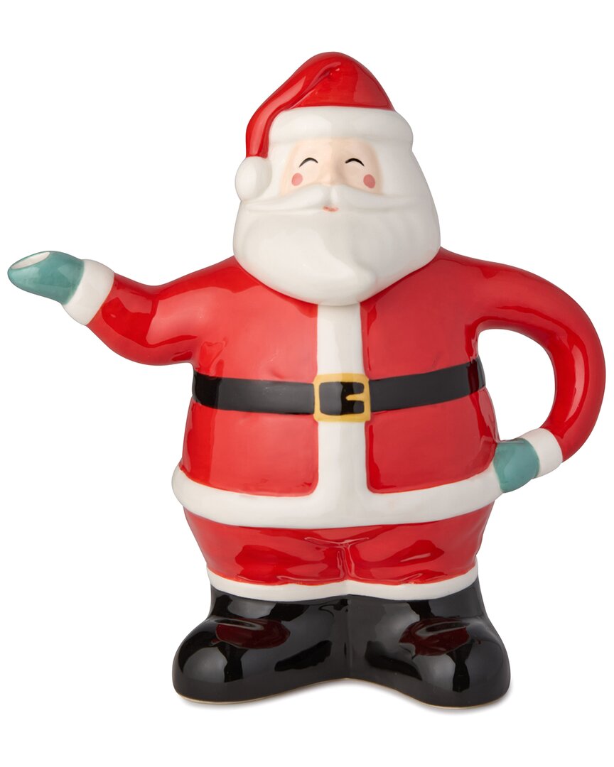Certified International Christmas Whimsy Santa 3-d Teapot In Red