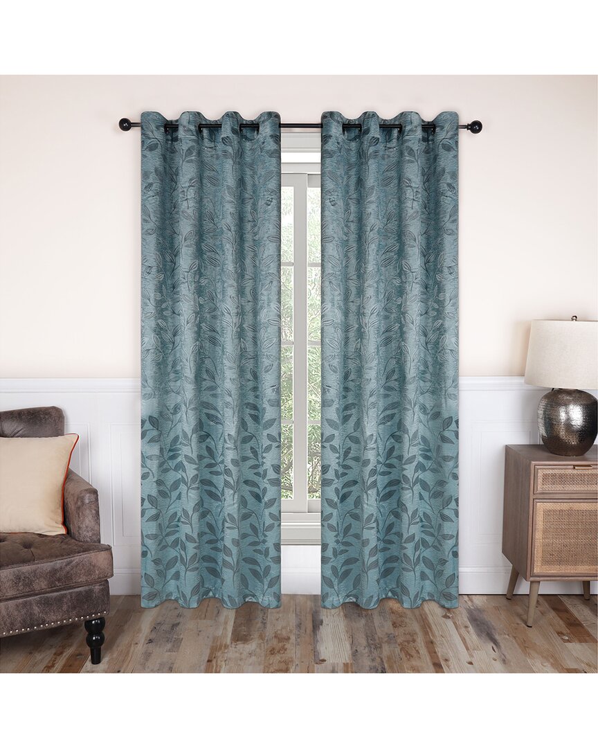 Superior 52x96 Leaves Modern Bohemian Blackout 2pc Curtain Panel Set In Green