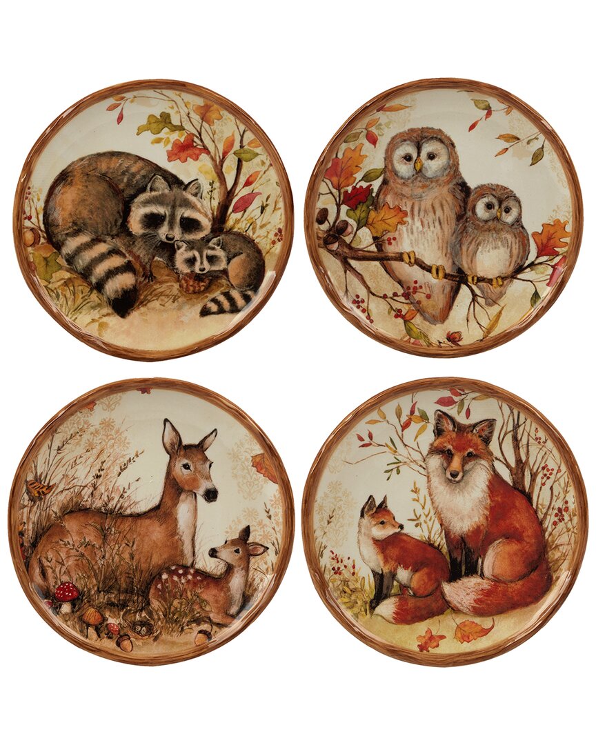 Certified International Pine Forest Set Of 4 Canape Plate