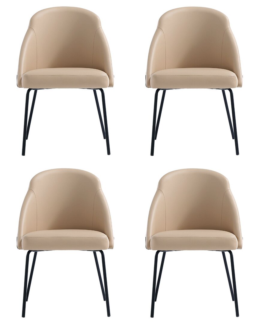 Manhattan Comfort Set Of 4 Gracie Modern Leatherette Dining Chairs With Steel Legs