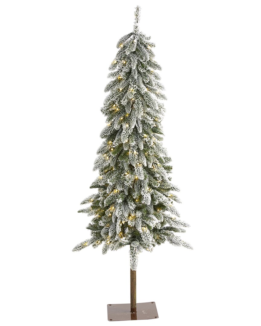 Nearly Natural 5.5ft. Flocked Washington Alpine Christmas Artificial Tree In White