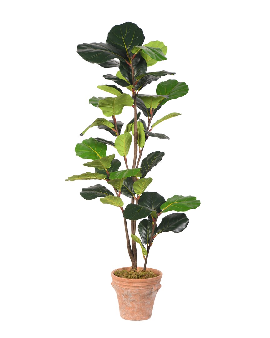 D&w Silks 48 Fiddle Leaf Fig Tree In Terra Cotta Planter In Green