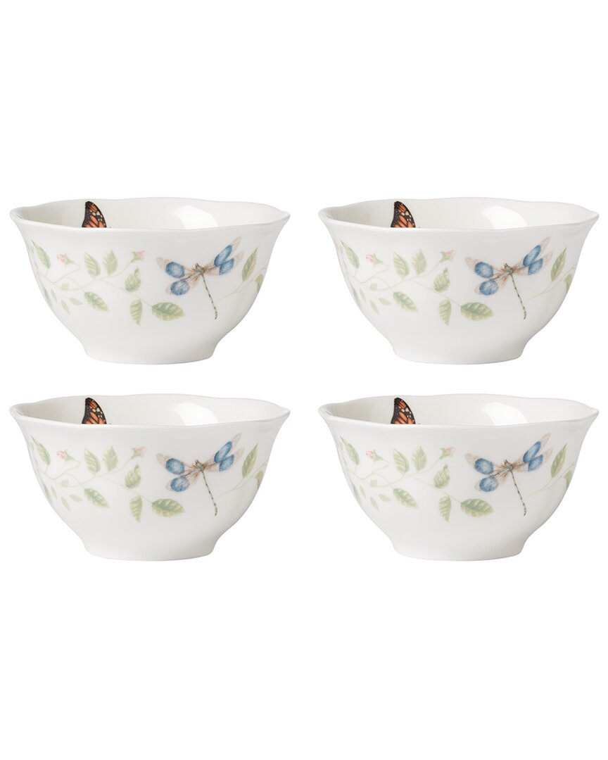 Lenox Butterfly Meadow Vines 4pc Rice Bowl Set In White
