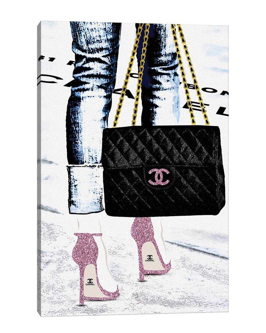 Icanvas Lady With The Chanel Bag And Rose High Heels Canvas Wall Art In Multi