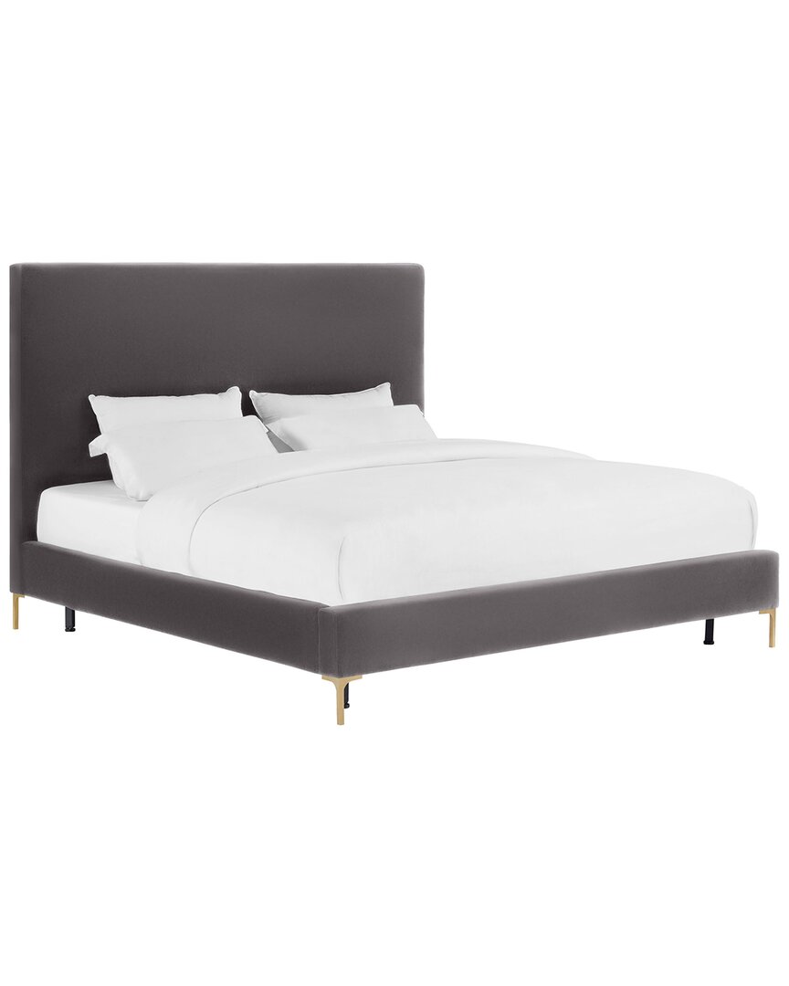 Tov Furniture Delilah Velvet Bed In Grey