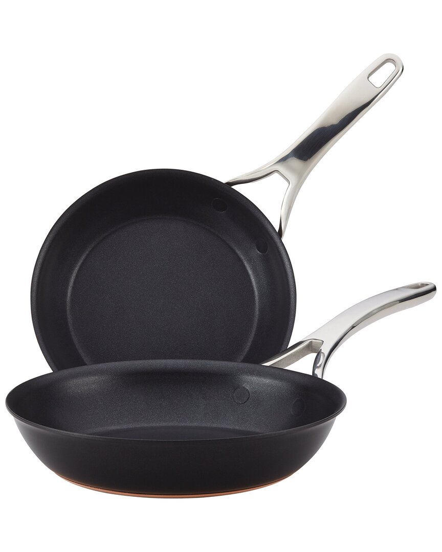 Anolon Nouvelle Copper Luxe Hard-anodized Nonstick Skillets In Onyx