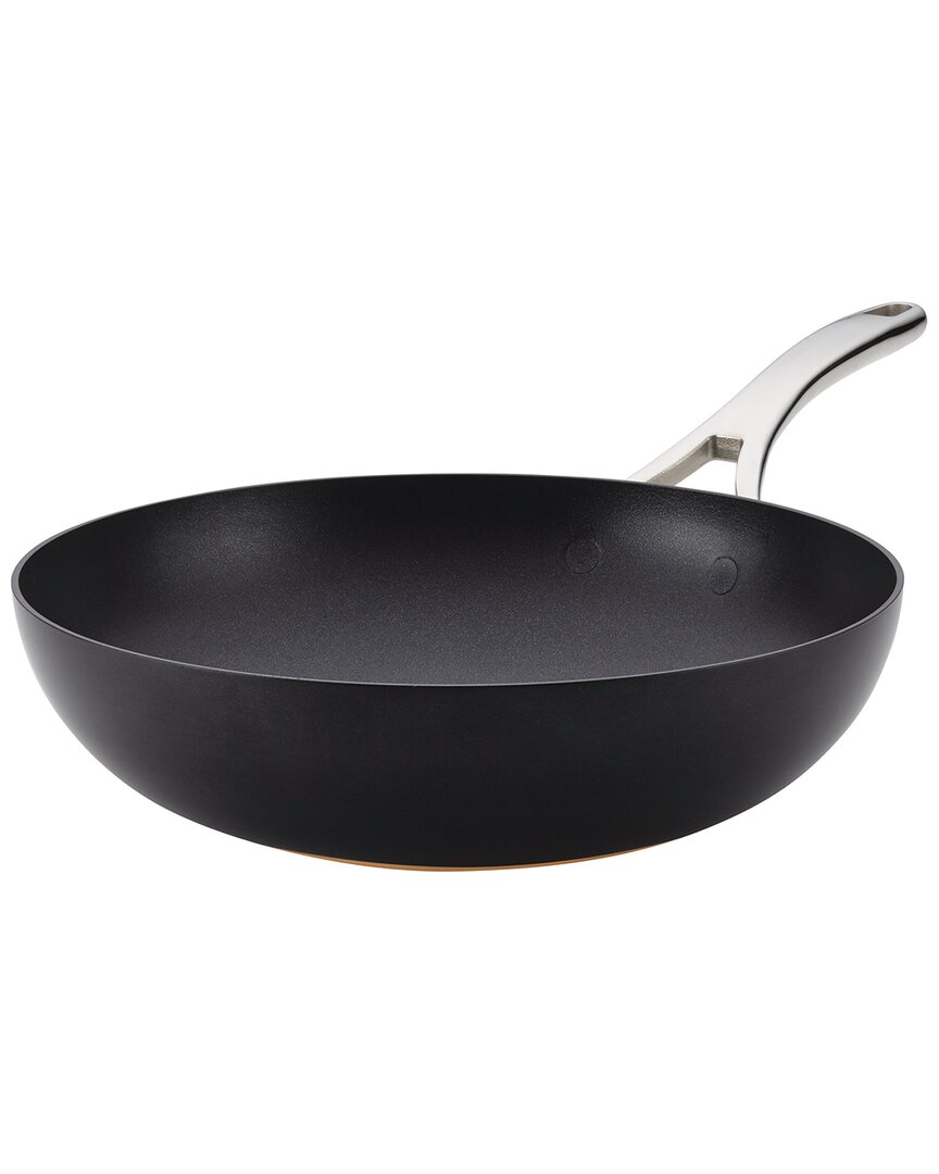 Anolon Nouvelle Copper Luxe Hard-anodized Nonstick Wok In Onyx