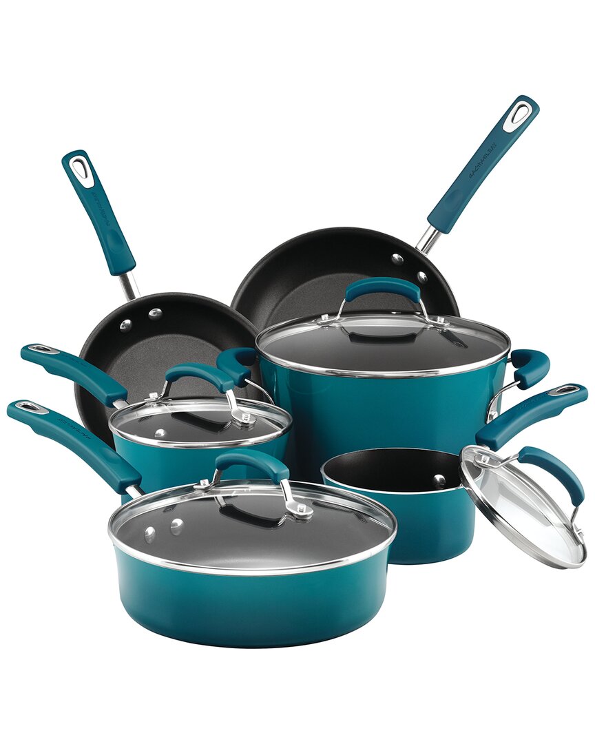Rachael Ray Classic Brights Aluminum Nonstick Cookware Set In Blue