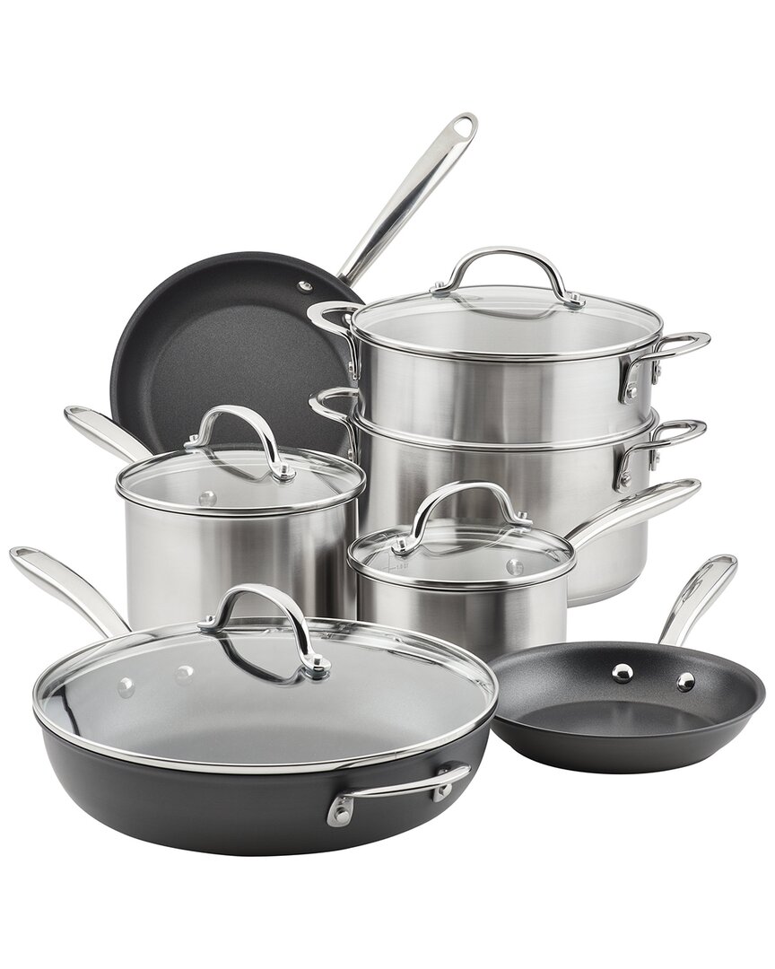Rachael Ray Stainless Steel Professional 11pc Cookware Set In Silver
