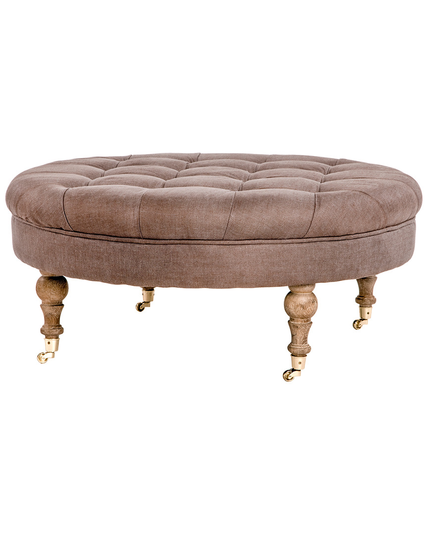 Zentique Maison Tufted Round Ottoman In Brown
