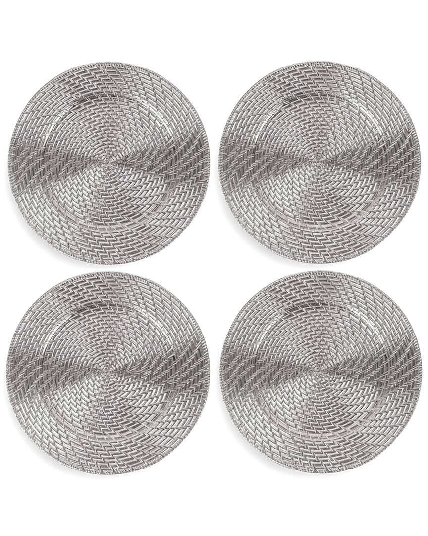 American Atelier Aurelie Plated Set Of 4 Charger Plates In Silver