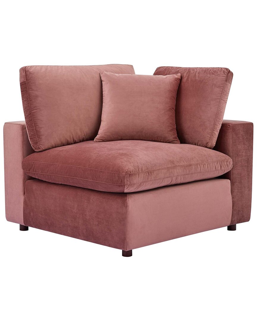 Modway Commix Down Filled Overstuffed Performance Velvet Corner Chair In Pink