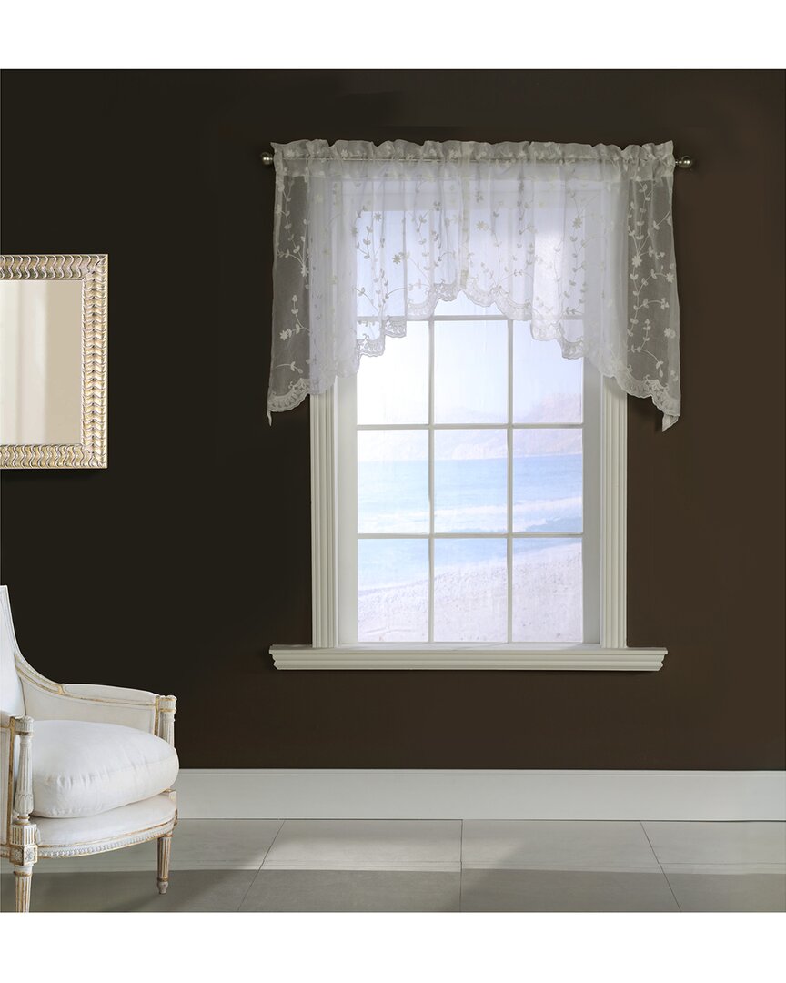 Habitat Grandeur Embroidered Sheer Swag With Scallop Detail In Cream