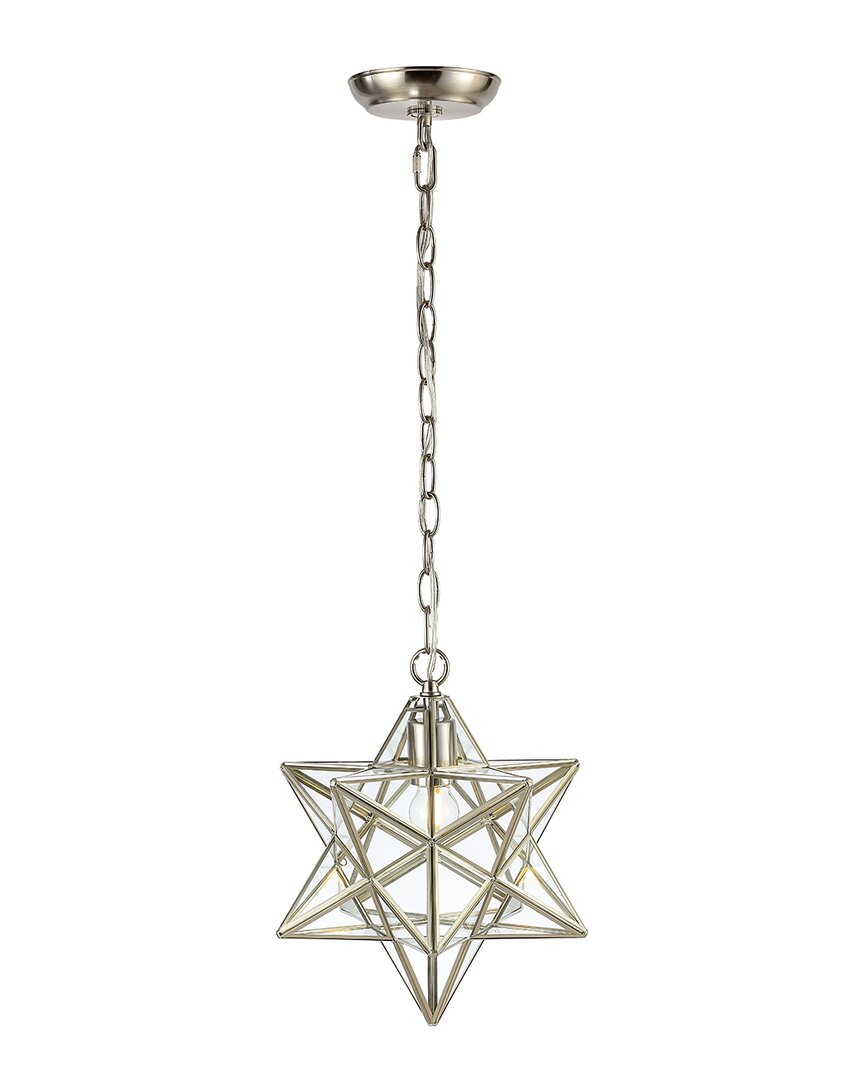 Jonathan Y Designs Stella 12 Moravian Star Metal Clear Glass Led Pendant In Metallic