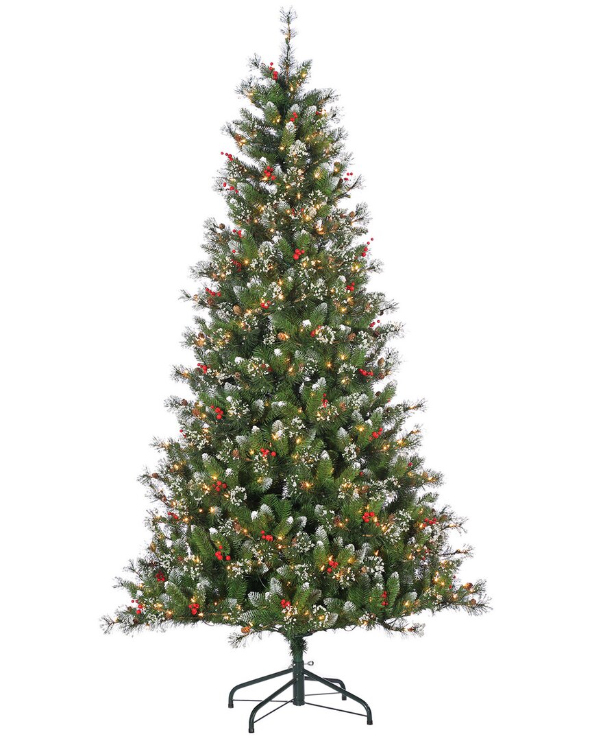 Sterling Tree Company 7.5ft Pre-lit Mixed Needle Glazier Pine With Iced Tips And 500 Clear Lights In Green
