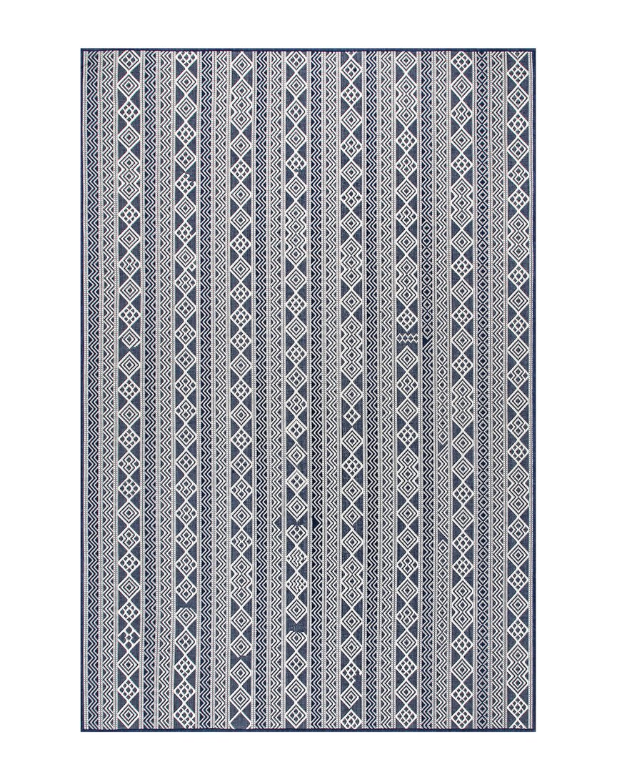 Nuloom Devon Geometric Stiped Indoor/outdoor Rug In Navy