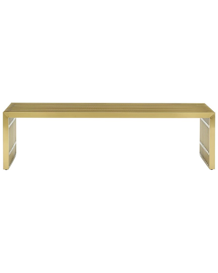 Modway Gridiron Large Stainless Steel Bench In Gold