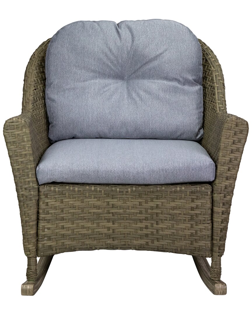NORTHLIGHT NORTHLIGHT 34IN WICKER DEEP SEATED ROCKER CHAIR WITH CUSHIONS