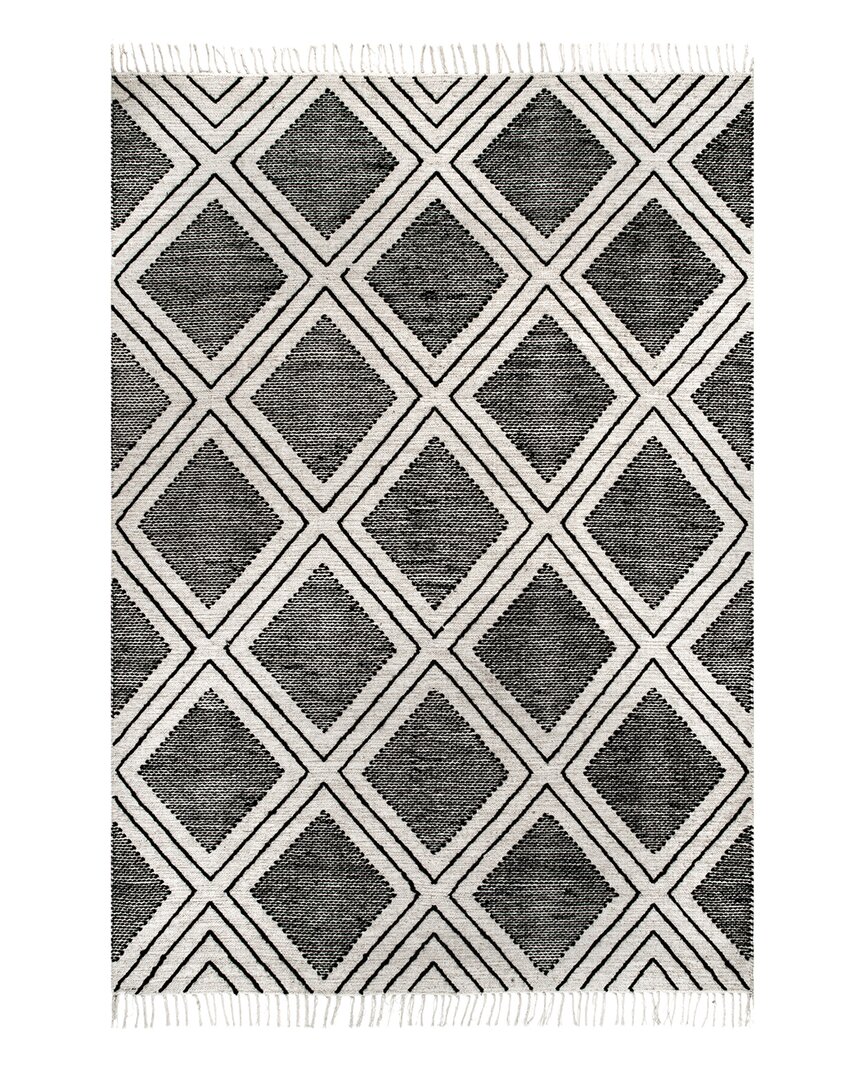 Nuloom Jubilee Cotton Diamond Trellis Tassel Rug In Black