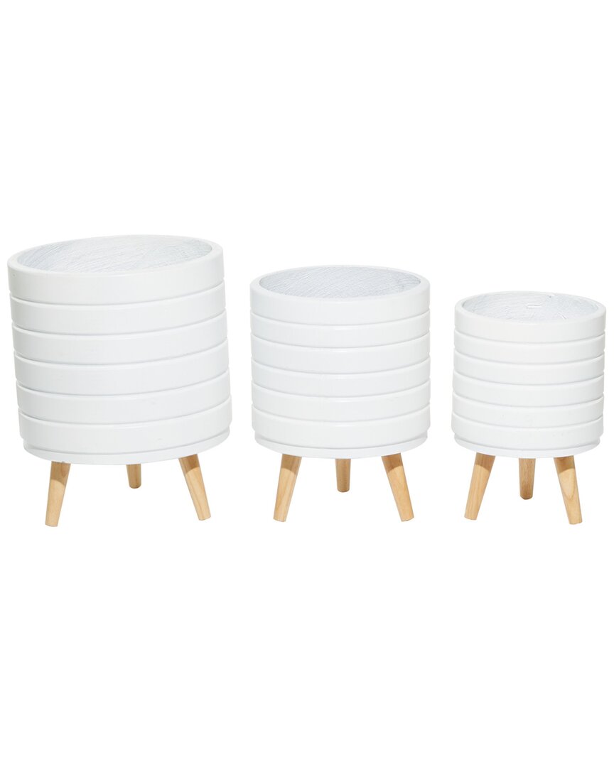 Cosmoliving By Cosmopolitan Dnu  Set Of 3 Planters In White