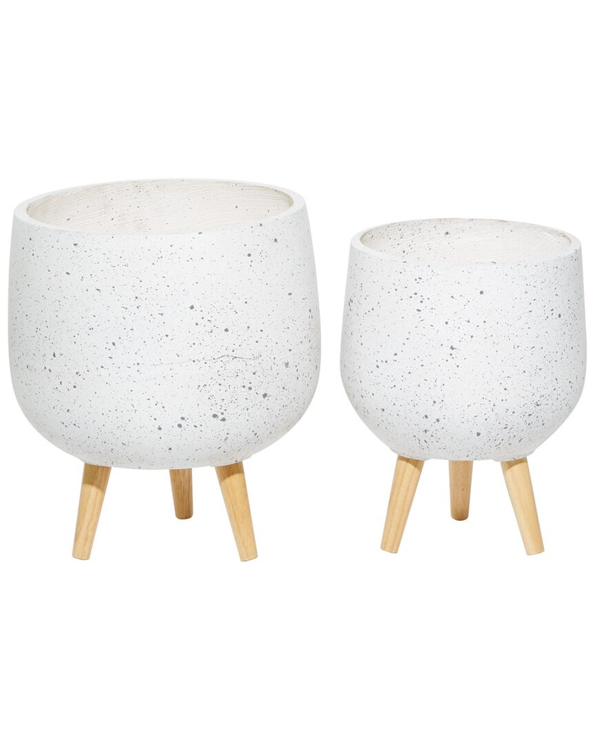 Peyton Lane Set Of 2 Mgo Contemporary Planters In White