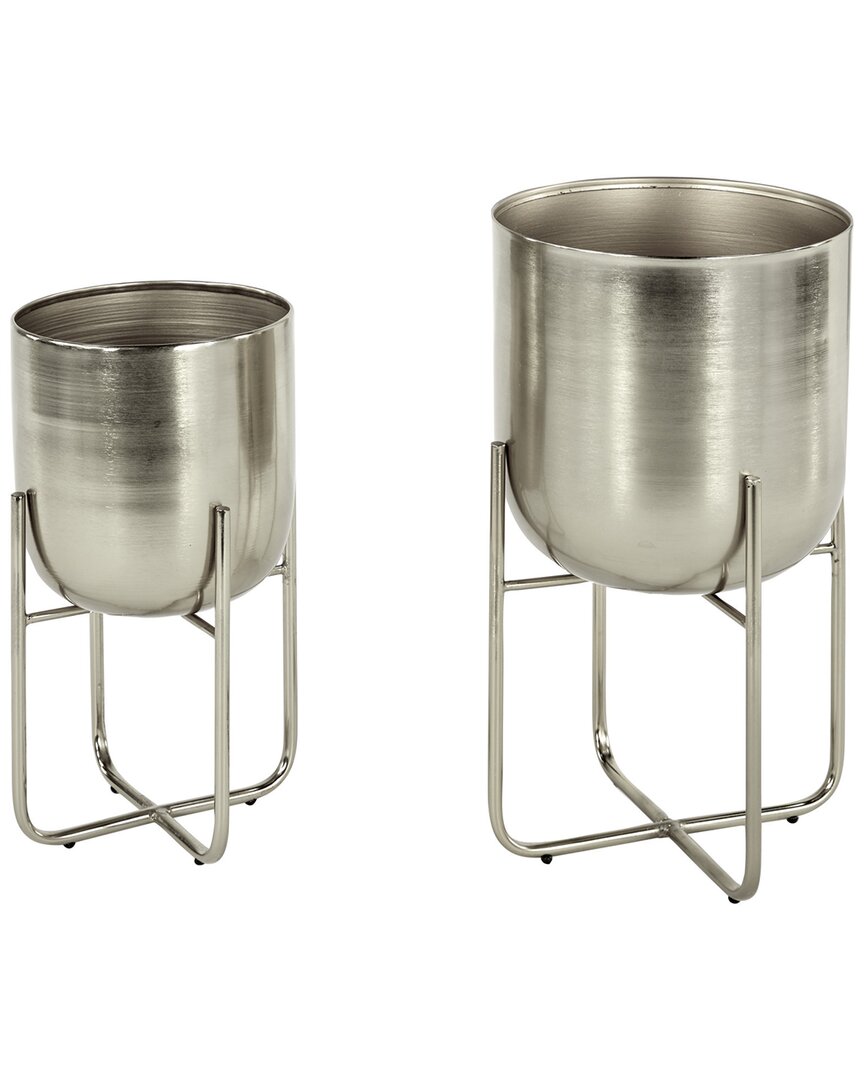 Peyton Lane Set Of 2 Silver Metal Contemporary Planters