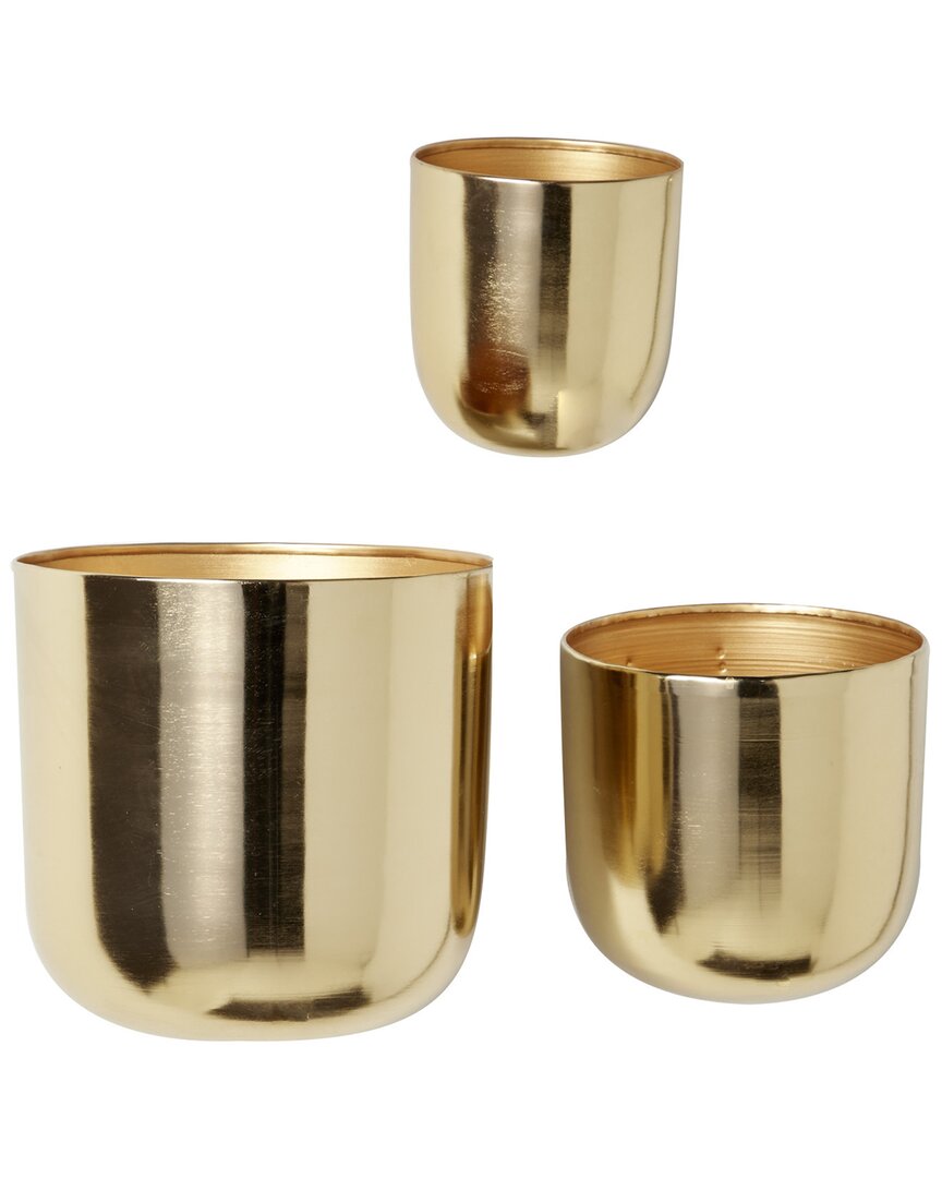 Peyton Lane Set Of 3 Gold Metal Contemporary Planters