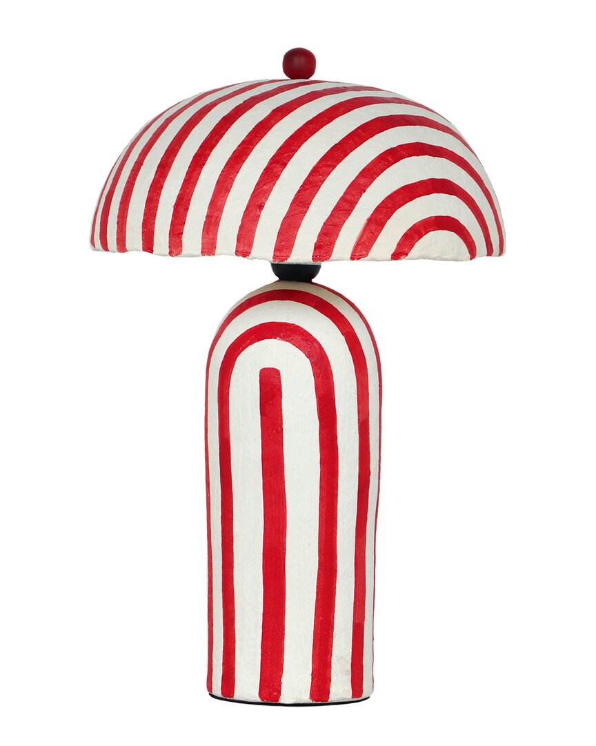 Tov Furniture Maiori Red Striped Papier Mache Table Lamp In Red
