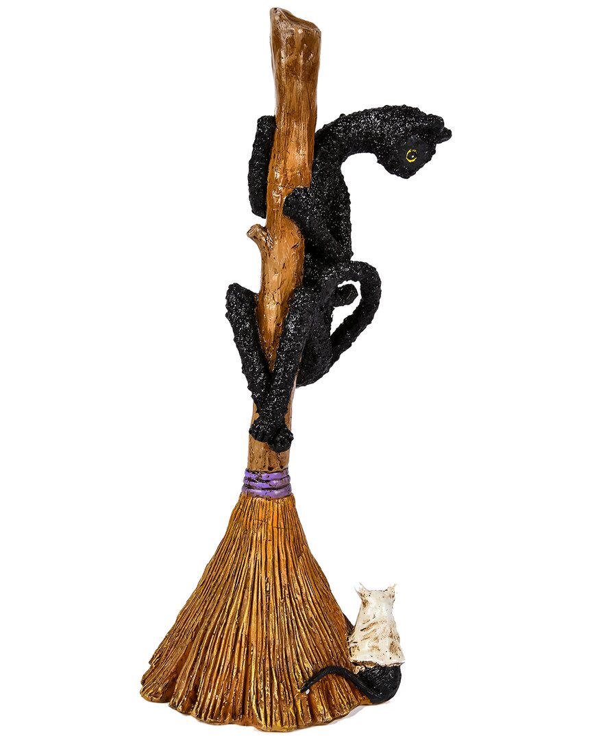 National Tree Company 21in Halloween Black Cat Climbing Broom