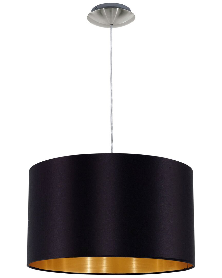 Eglo Maserlo 1 Light Pendant With Satin Nickel Finish & Black & Gold Shade