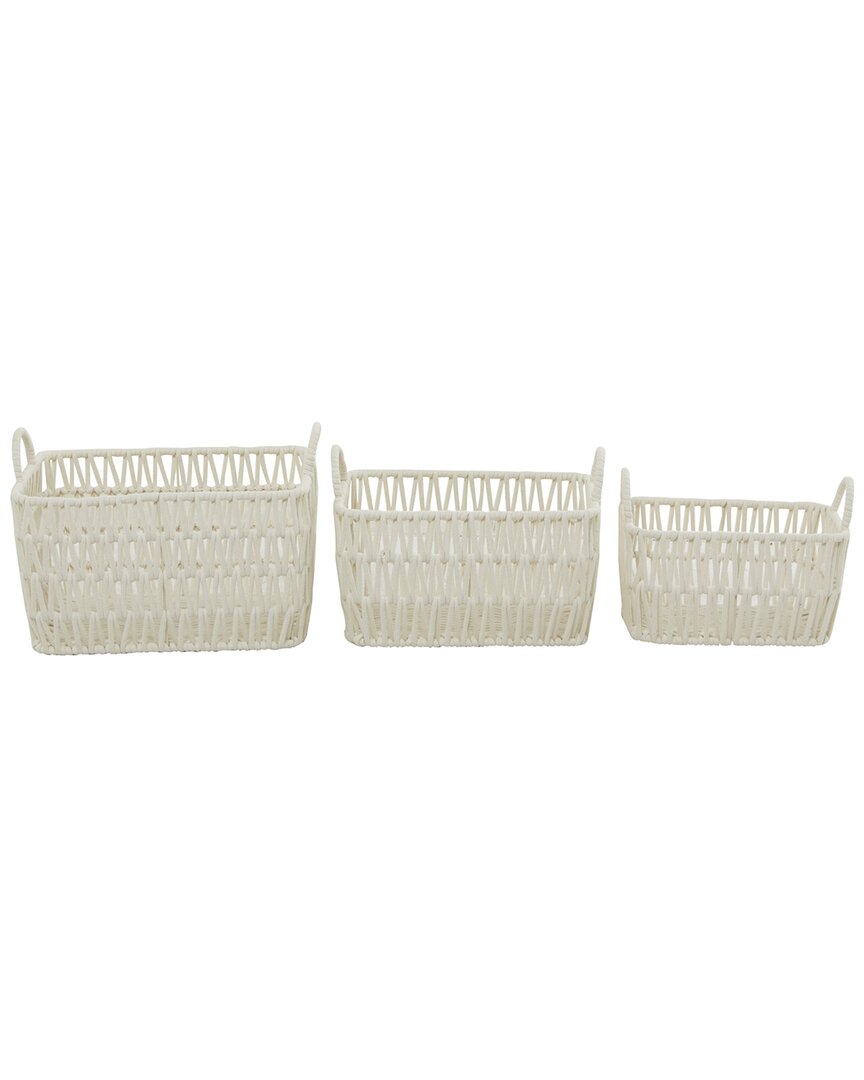 Shop Peyton Lane Set Of 3 Cotton Handmade Storage Basket With Handles In White