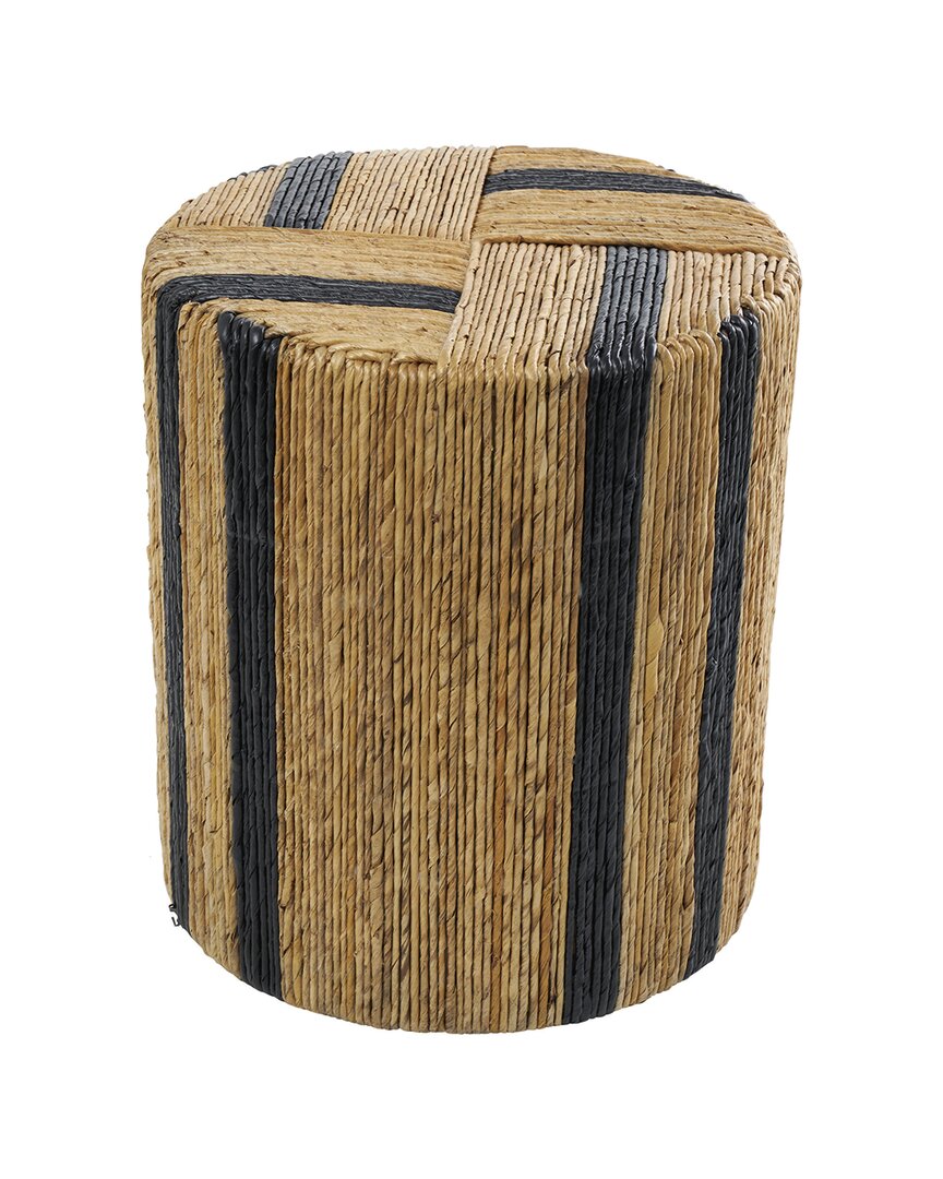 Shop Peyton Lane Handmade Linear Wrapped Banana Leaf Accent Table With Stripes In Brown