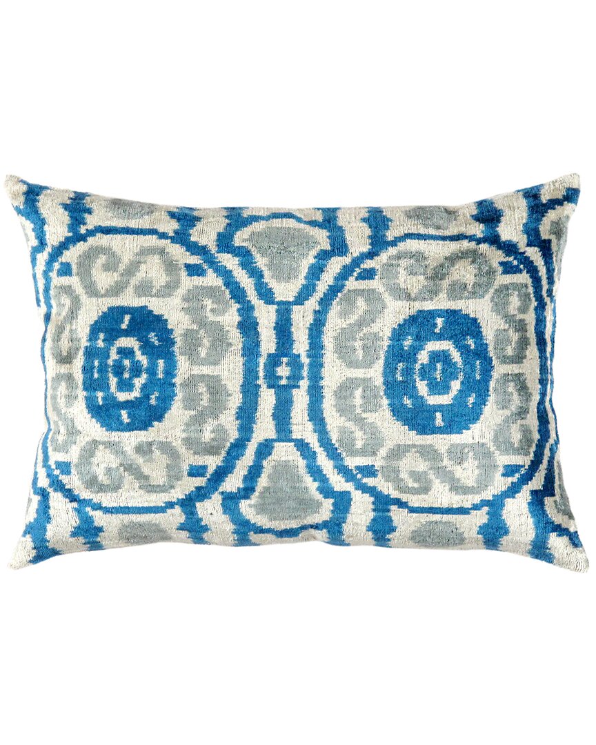 Pasargad Home Ikat Blue Velvet Pillow
