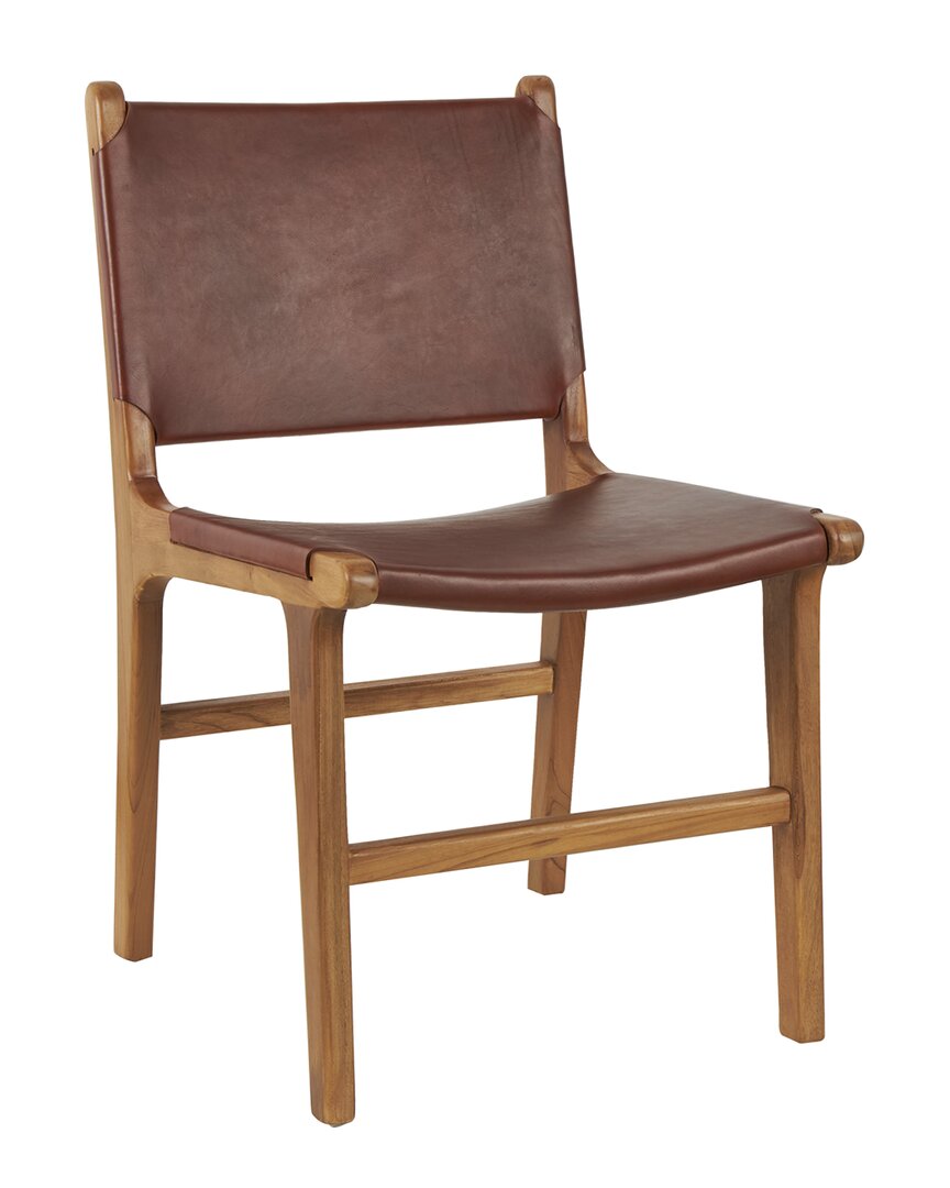 Shop Peyton Lane Set Of 2 Leather Accent Chairs In Brown