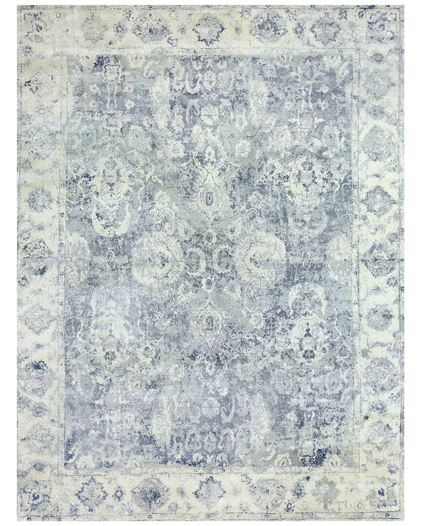 Exquisite Rugs Cassina Hand-loomed Bamboo Silk & Cotton Light Silver Area Rug