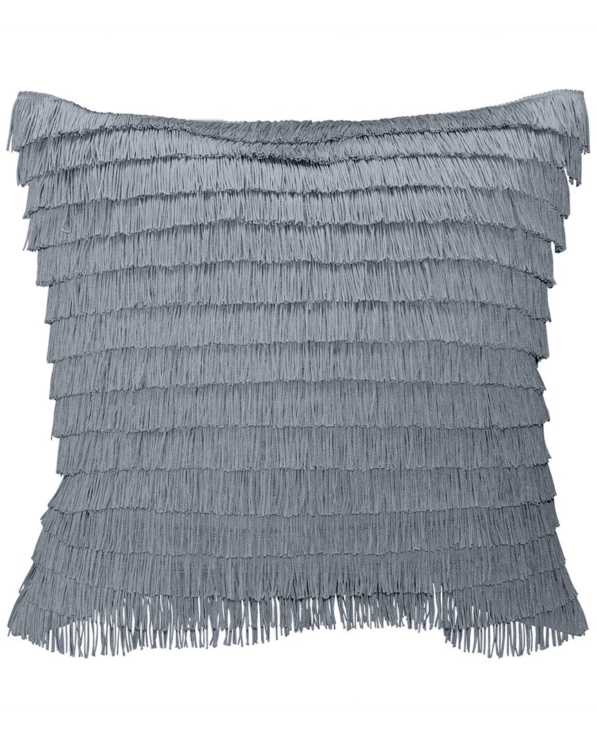 Edie Home Gatsby Fringe Decorative Pillow In Grey